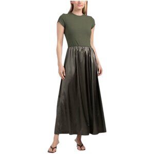 ISAAC MIZRAHI NEW YORK Made In Usa Knit Top Satin Combo Dress